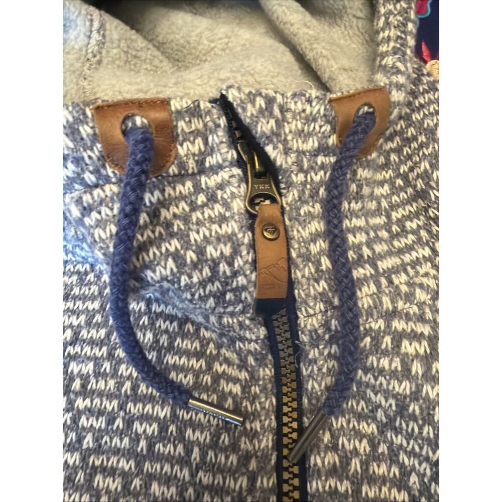 Roxy Doe Fleece Full Zip Hoodie Women’s M Blue & White Athleisure Beachy Sporty - Picture 6 of 10